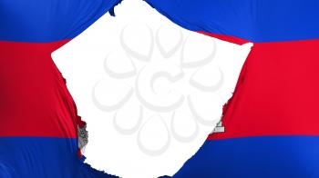 Cracked Cambodia flag, white background, 3d rendering