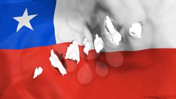 Chile flag perforated, bullet holes, white background, 3d rendering