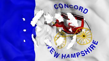 Concord city, capital of New Hampshire state flag with a small holes, white background, 3d rendering