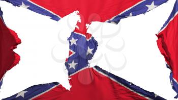 Destroyed Confederate flag, white background, 3d rendering
