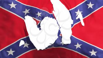Ragged Confederate flag, white background, 3d rendering