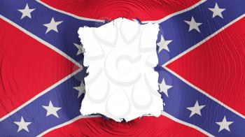Square hole in the Confederate flag, white background, 3d rendering
