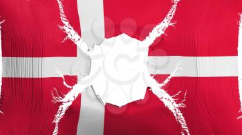 Denmark flag with a hole, white background, 3d rendering