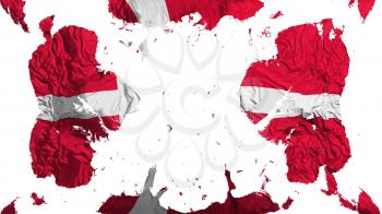Scattered Denmark flag, white background, 3d rendering