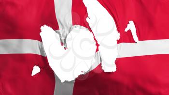 Ragged Denmark flag, white background, 3d rendering
