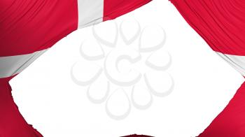 Divided Denmark flag, white background, 3d rendering