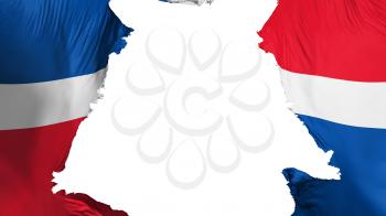 Dominican Republic flag ripped apart, white background, 3d rendering
