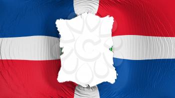 Square hole in the Dominican Republic flag, white background, 3d rendering