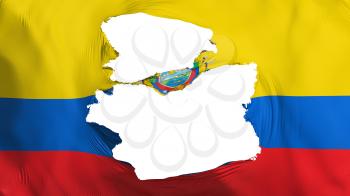 Tattered Ecuador flag, white background, 3d rendering