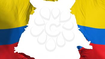 Ecuador flag ripped apart, white background, 3d rendering