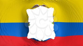 Square hole in the Ecuador flag, white background, 3d rendering