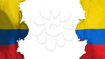 Blasted Ecuador flag, against white background, 3d rendering
