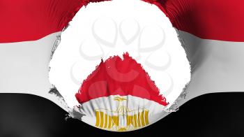 Big hole in Egypt flag, white background, 3d rendering