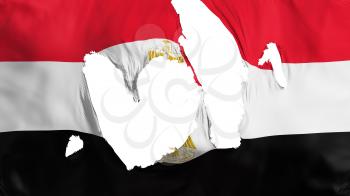 Ragged Egypt flag, white background, 3d rendering