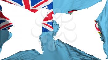 Destroyed Fiji flag, white background, 3d rendering