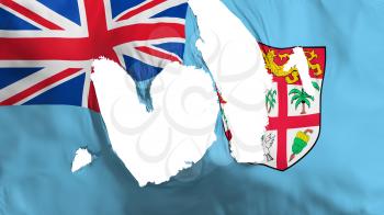 Ragged Fiji flag, white background, 3d rendering