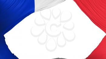 Divided France flag, white background, 3d rendering
