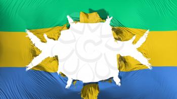 Gabon flag with a big hole, white background, 3d rendering