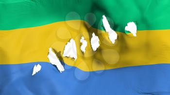 Gabon flag perforated, bullet holes, white background, 3d rendering