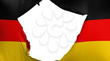 Cracked Germany flag, white background, 3d rendering