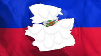 Tattered Haiti flag, white background, 3d rendering