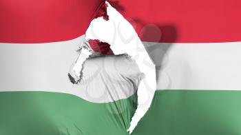 Damaged Hungary flag, white background, 3d rendering