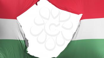 Cracked Hungary flag, white background, 3d rendering