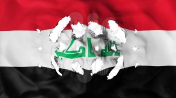 Iraq flag with a small holes, white background, 3d rendering