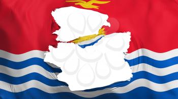 Tattered Kiribati flag, white background, 3d rendering