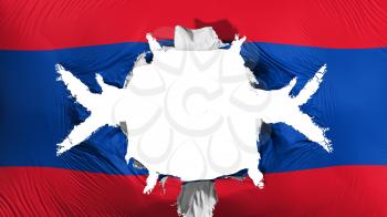 Laos flag with a big hole, white background, 3d rendering