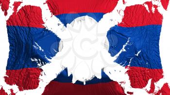 Laos torn flag fluttering in the wind, over white background, 3d rendering
