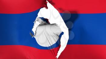 Damaged Laos flag, white background, 3d rendering