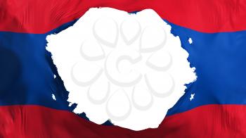 Broken Laos flag, white background, 3d rendering