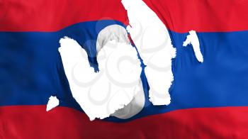 Ragged Laos flag, white background, 3d rendering