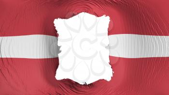 Square hole in the Latvia flag, white background, 3d rendering