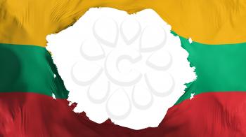 Broken Lithuania flag, white background, 3d rendering