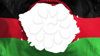 Broken Malawi flag, white background, 3d rendering