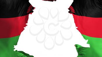 Malawi flag ripped apart, white background, 3d rendering