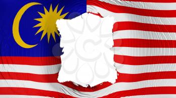 Square hole in the Malaysia flag, white background, 3d rendering