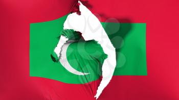 Damaged Maldives flag, white background, 3d rendering