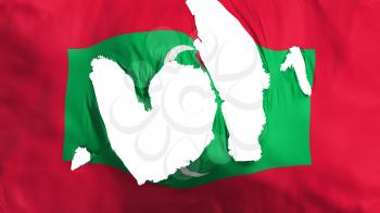 Ragged Maldives flag, white background, 3d rendering
