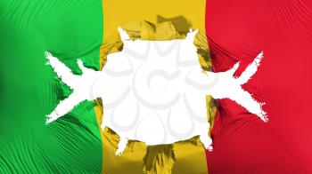 Mali flag with a big hole, white background, 3d rendering