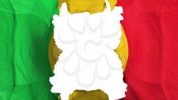 Ripped Mali flying flag, over white background, 3d rendering