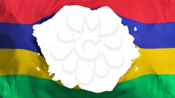 Broken Mauritius flag, white background, 3d rendering
