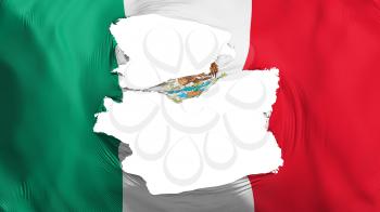 Tattered Mexico flag, white background, 3d rendering