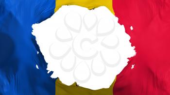 Broken Moldova flag, white background, 3d rendering