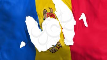 Ragged Moldova flag, white background, 3d rendering
