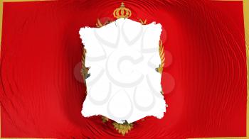 Square hole in the Montenegro flag, white background, 3d rendering
