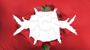 Morocco flag with a big hole, white background, 3d rendering
