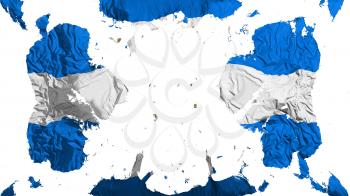 Scattered Nicaragua flag, white background, 3d rendering